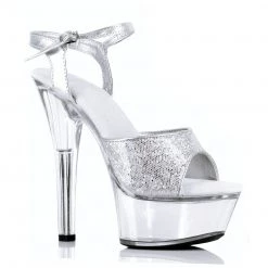 Ellie Shoes Shop By Brand 6" Glitter Stiletto Clear Platform (ES601-Juliet-G)