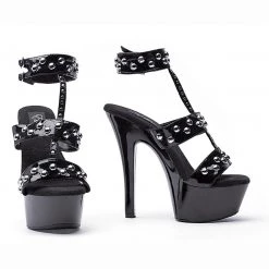 Ellie Shoes Shop By Brand 6" Stilleto Silver Rivet Platform (ES601-Queen)