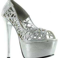 Ellie Shoes 6" Rhinstone Lattice Pump(ES607-ROSAFINA Final Sale) Sales