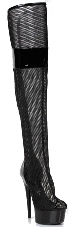 Ellie Shoes 6" Fishnet Platform Thigh Boot (ES609-IVY) 6 Ellie Shoes 6" Fishnet Platform Thigh Boot (ES609-IVY)