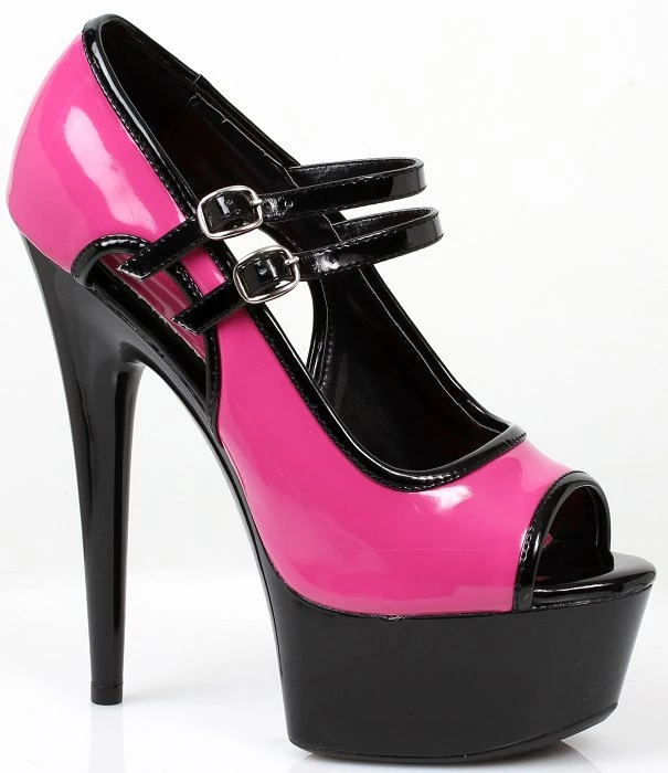 Ellie Shoes 6"Heel Double Strap And Peep Toe Platform (ES609-Jet) Shop By Brand 3 Ellie Shoes 6"Heel Double Strap And Peep Toe Platform (ES609-Jet) Shop By Brand