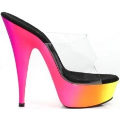 Ellie Shoes 6" Rainbow Design NEON Mule (ES609-SHERBERT)
