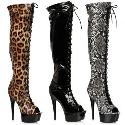 Ellie Shoes Shop By Brand 6" Peeptoe Thigh High Boot With Laces And Side Zipper (ES609-ZOELLE)