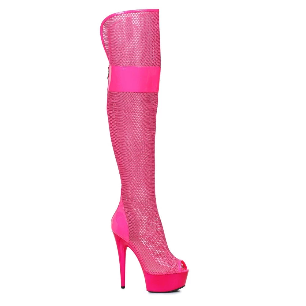 Ellie Shoes 6" Fishnet Platform Thigh Boot (ES609-IVY) 3 Ellie Shoes 6" Fishnet Platform Thigh Boot (ES609-IVY)