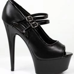 Ellie Shoes 6"Heel Double Strap And Peep Toe Platform (ES609-Jet) Shop By Brand