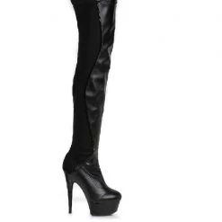 Ellie Shoes 6" Half-Stretch Black-light Platform Thigh Boot (ES609-UNIQUE) Shop By Brand