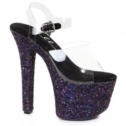 Ellie Shoes Shop By Brand 7" Pointed Stiletto Mule Sandal With Glitter Platform (ES711-SERENITY)
