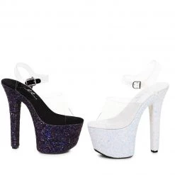 Ellie Shoes Shop By Brand 7" Pointed Stiletto Mule Sandal With Glitter Platform (ES711-SERENITY)