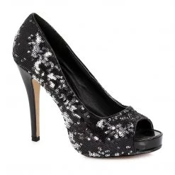 Ellie Shoes 4" Heel Open Toe Glitter Pumps (ES415-FLAMINGO Final Sale )