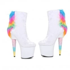 Ellie Shoes 7" Unicorn Heel Platform Bootie With Faux Fur (ES777-MAGIC) Shop By Brand