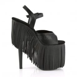 Pleaser Shoes 8" Heel Fringed Platform Ankle Strap Sandal (FLAMINGO-809FRG)