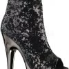 Pleaser Shoes 7" Heel Sequins Open Toe Ankle Boot (ADORE-1008SQ)