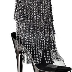 Pleaser Shoes 7" Heel Open Toe Fringe Ankle Boot (ADORE-1017RSF)