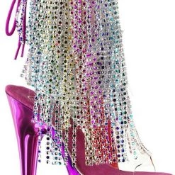 Pleaser Shoes 7" Heel Open Toe Fringe Ankle Boot (ADORE-1017RSF)