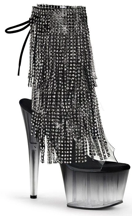 Pleaser Shoes 7" Heel Open Toe Fringe Ankle Boot (ADORE-1017RSFT) 3 Pleaser Shoes 7" Heel Open Toe Fringe Ankle Boot (ADORE-1017RSFT)