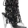 Pleaser Shoes 7" Heel Open Toe Sequins Fringe Ankle Boot (ADORE-1017SQF)