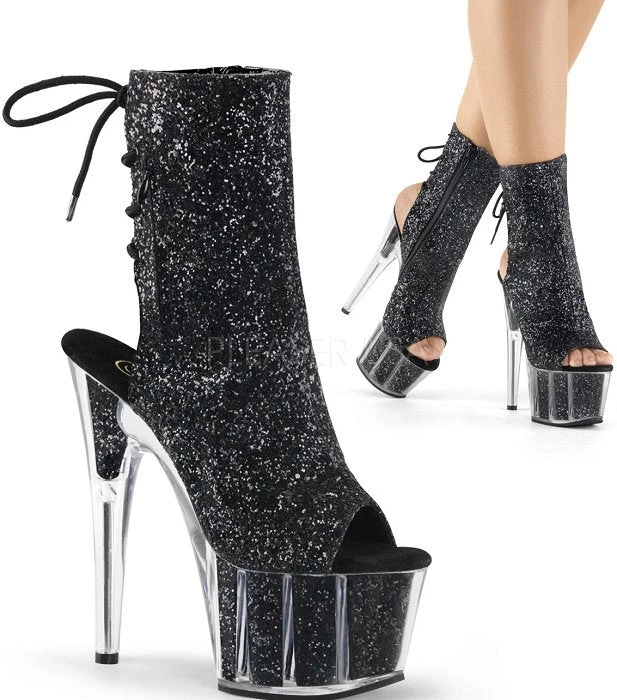 Pleaser Shoes 7" Heel Glitter Open Toe Ankle Boot (ADORE-1018G) 4 Pleaser Shoes 7" Heel Glitter Open Toe Ankle Boot (ADORE-1018G)