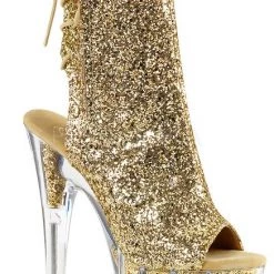 Pleaser Shoes 7" Heel Glitter Open Toe Ankle Boot (ADORE-1018G) 9 Pleaser Shoes 7