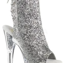 Pleaser Shoes 7" Heel Glitter Open Toe Ankle Boot (ADORE-1018G) 11 Pleaser Shoes 7