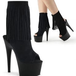 Pleaser Shoes 7" Heel Open Toe Ankle Fringed Boot (Adore-1019)