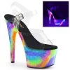 Pleaser Shoes 7" Heel Platform With UV-Reactive Galaxy Glitter (ADORE-708GXY)