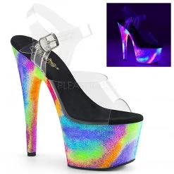 Pleaser Shoes 7" Heel Platform With UV-Reactive Galaxy Glitter (ADORE-708GXY)