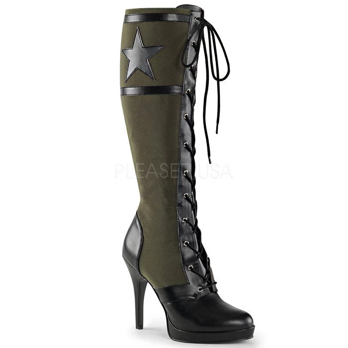 Funtasma 4 1/2" Heel Lace Up Knee High Military Boot (ARENA-2022) 3 Funtasma 4 1/2" Heel Lace Up Knee High Military Boot (ARENA-2022)