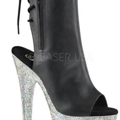 Pleaser Shoes 7" Heel Open Toe Ankle Rhinestone Boot (BEJEWELED-1018DM-7)