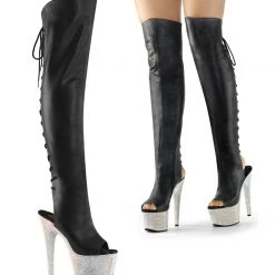 Pleaser Shoes 7" Open Toe Thigh Boot (BEJEWELED-3019DM-7)