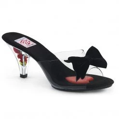 Pin Up Couture Pleaser Shoes 3" Velvet Bow & Flower Filled Heel (BELLE-301BOW)