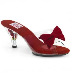 Pin Up Couture Pleaser Shoes 3" Velvet Bow & Flower Filled Heel (BELLE-301BOW)