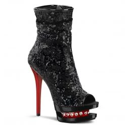 Pleaser Shoes 6" Sequined Open Toe Ankle Boot (BLONDIE-R-1008)