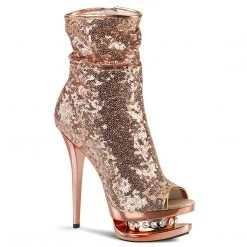 Pleaser Shoes 6" Sequined Open Toe Ankle Boot (BLONDIE-R-1008)