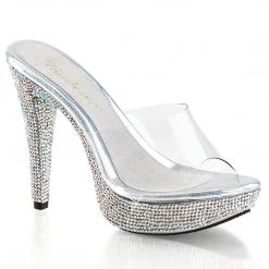 Fabulicious Pleaser Shoes 5" Heel Mule Platform Sandal With Rhinestones (COCKTAIL-501DM)