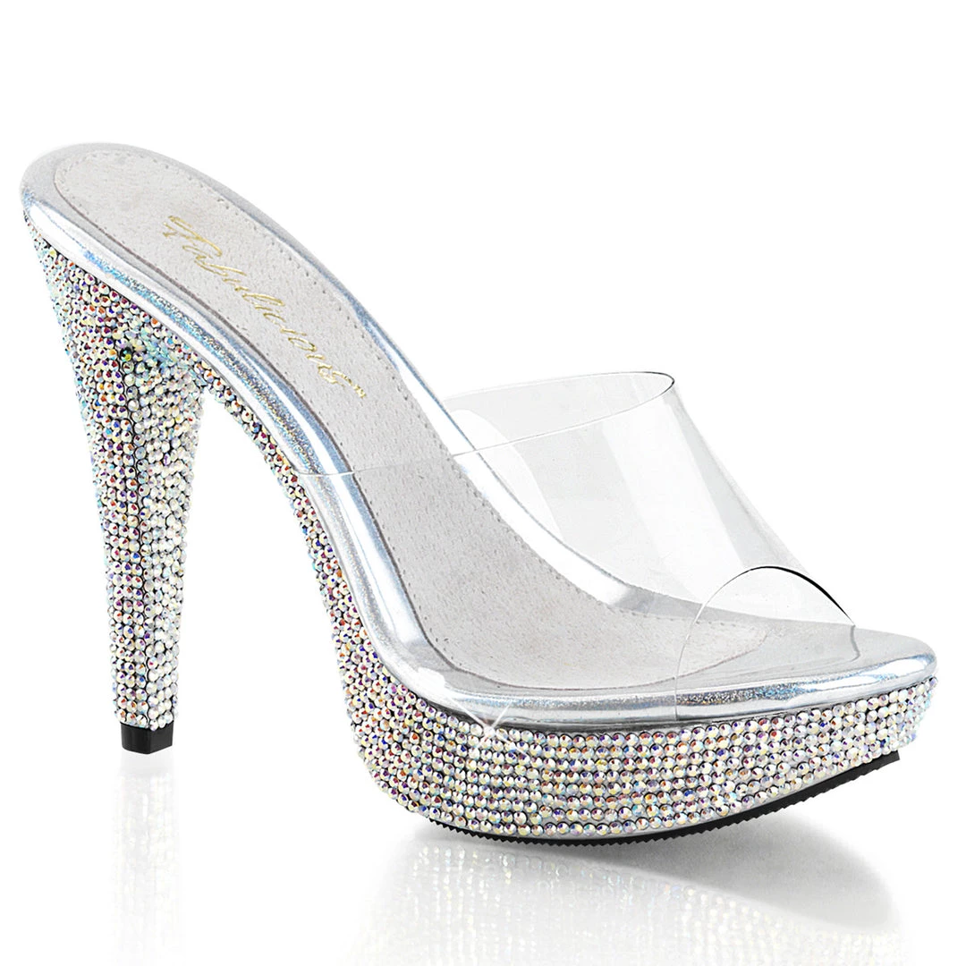 Fabulicious Pleaser Shoes 5" Heel Mule Platform Sandal With Rhinestones (COCKTAIL-501DM) 3 Fabulicious Pleaser Shoes 5" Heel Mule Platform Sandal With Rhinestones (COCKTAIL-501DM)