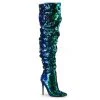 Pleaser Shoes 5" Heel Ruched Sequins Knee Boot (COURTLY-3011)
