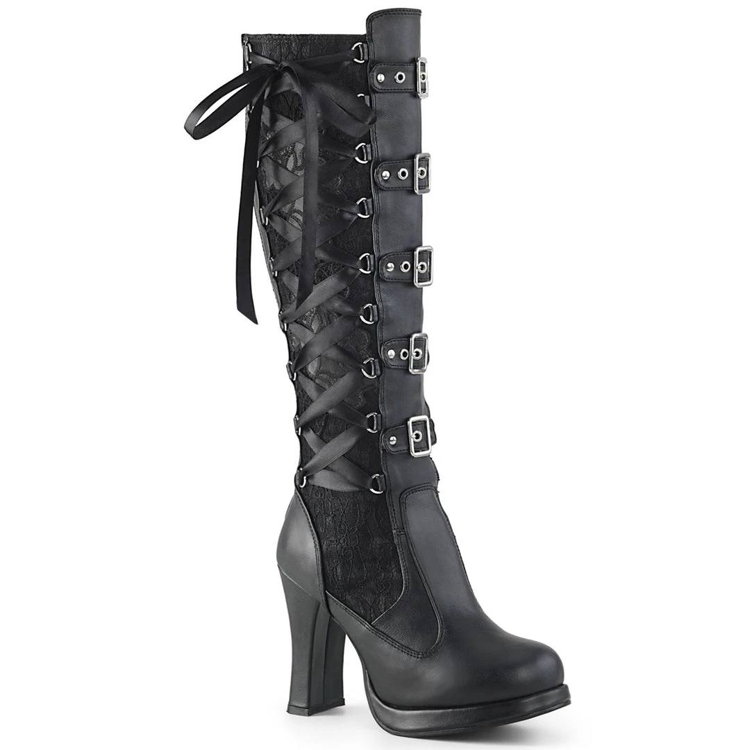 Funtasma 4" Heel 5 Buckle Corseted Knee Boot (CRYPTO-106) 4 Funtasma 4" Heel 5 Buckle Corseted Knee Boot (CRYPTO-106)