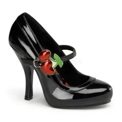Pin Up Couture 4 1/2" Heel Mary Jane Pumps With Cherry Buckle (CUTIEPIE-10) Pleaser Shoes