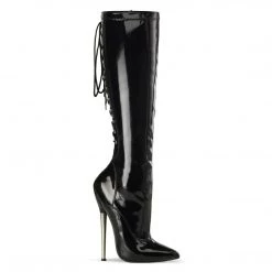 Pleaser Shoes 6 1/4" Brass Heel Knee High Boot (DAGGER-2064)