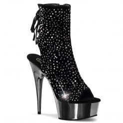 Pleaser Shoes 6" Open Toe Ankle Rhinestone Boot (DELIGHT-1018RS)