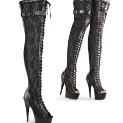 Pleaser Shoes 6" Lace-Up Platform Thigh Boot (DELIGHT-3025ML )