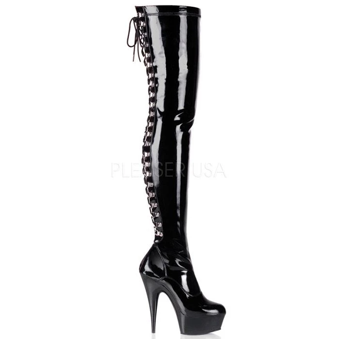 Pleaser Shoes 6" Back Lace Platform Thigh Boot (DELIGHT-3063) Platform Shoes 4 Pleaser Shoes 6" Back Lace Platform Thigh Boot (DELIGHT-3063) Platform Shoes