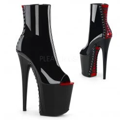 Pleaser Shoes 8" Heel Peep-Toe Corset Style Ankle Boot (FLAMINGO-1025)