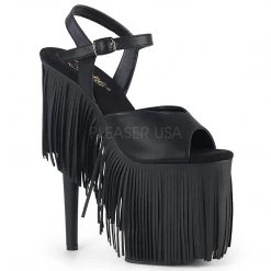 Pleaser Shoes 8" Heel Fringed Platform Ankle Strap Sandal (FLAMINGO-809FRG)