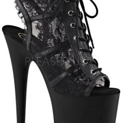 Pleaser Shoes 8" Open Toe Lace Ankle Boot (FLAMINGO-896LC)