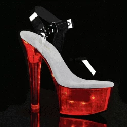Pleaser Shoes 6" Heel LED Light-Up Ankle Strap Platform (FLASHDANCE-608CH)