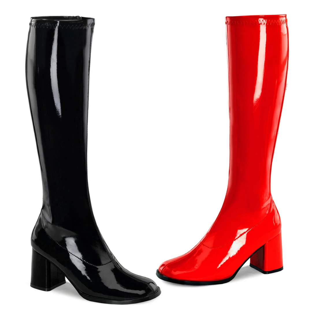 Pleaser Shoes 3" Block Heel Dual Color Black/Red GoGo Boot (GOGO-300HQ) Funtasma - Halloween 3 Pleaser Shoes 3" Block Heel Dual Color Black/Red GoGo Boot (GOGO-300HQ) Funtasma - Halloween