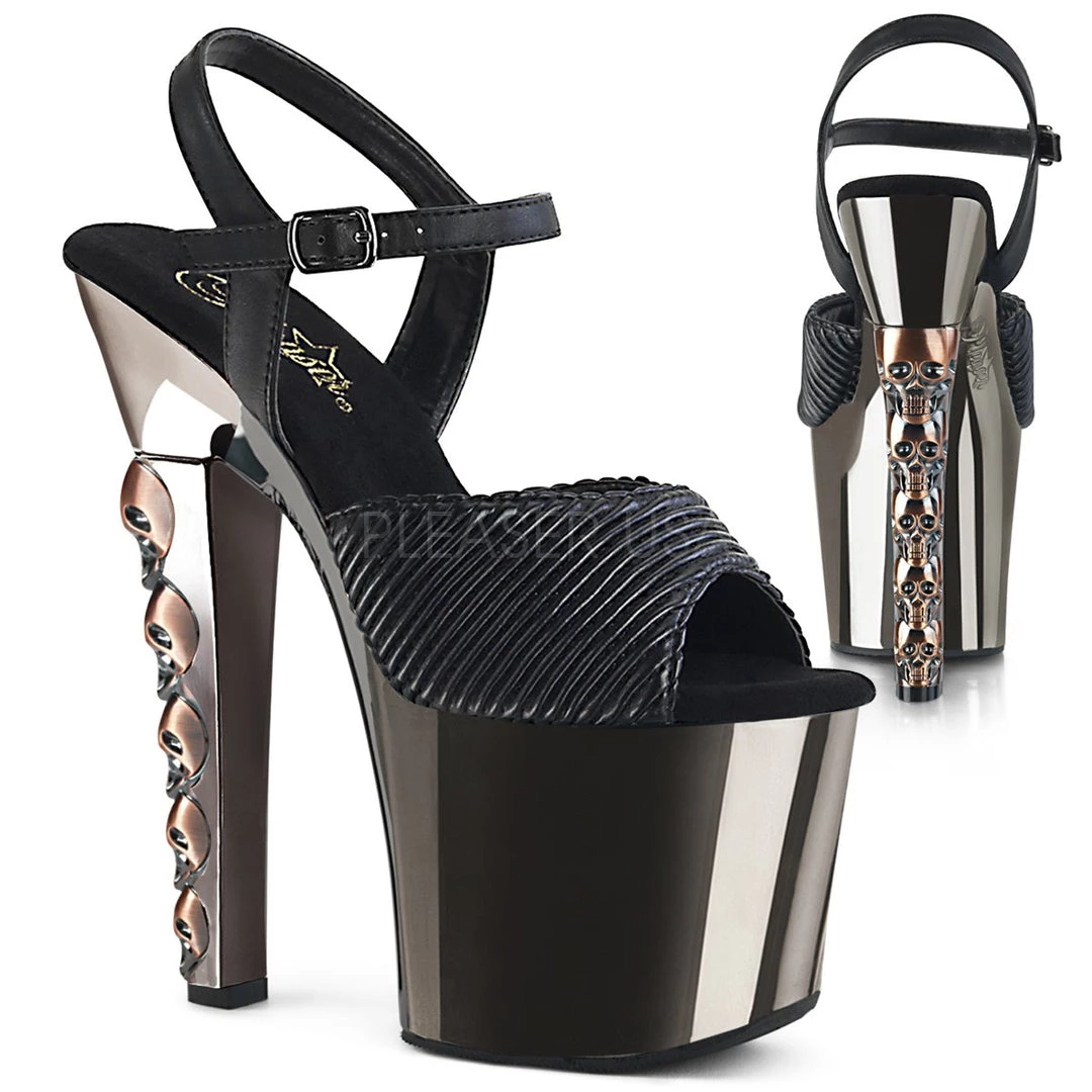 Pleaser Shoes 7" Heel Skulls Stacked Platform Heel (HEX-709) 4 Pleaser Shoes 7" Heel Skulls Stacked Platform Heel (HEX-709)
