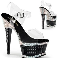 Pleaser Shoes 6 1/2" Textured Rhinestone Platform (ILLUSION-658RS)