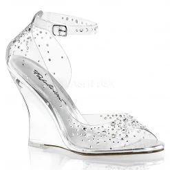 Fabulicious Pleaser Shoes 4" Wedge With Rhinestones (Lovely-430RS)